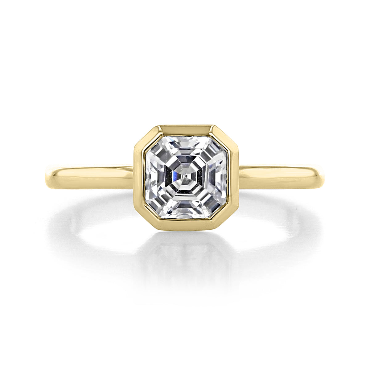Danhov Per Lei | Bezel Engagement Ring - LE100-AS featuring an emerald-cut diamond in a bezel setting.