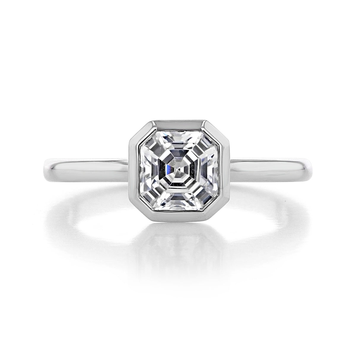 Danhov Per Lei | Bezel Engagement Ring - LE100-AS featuring a bezel-set asscher-cut diamond solitaire.
