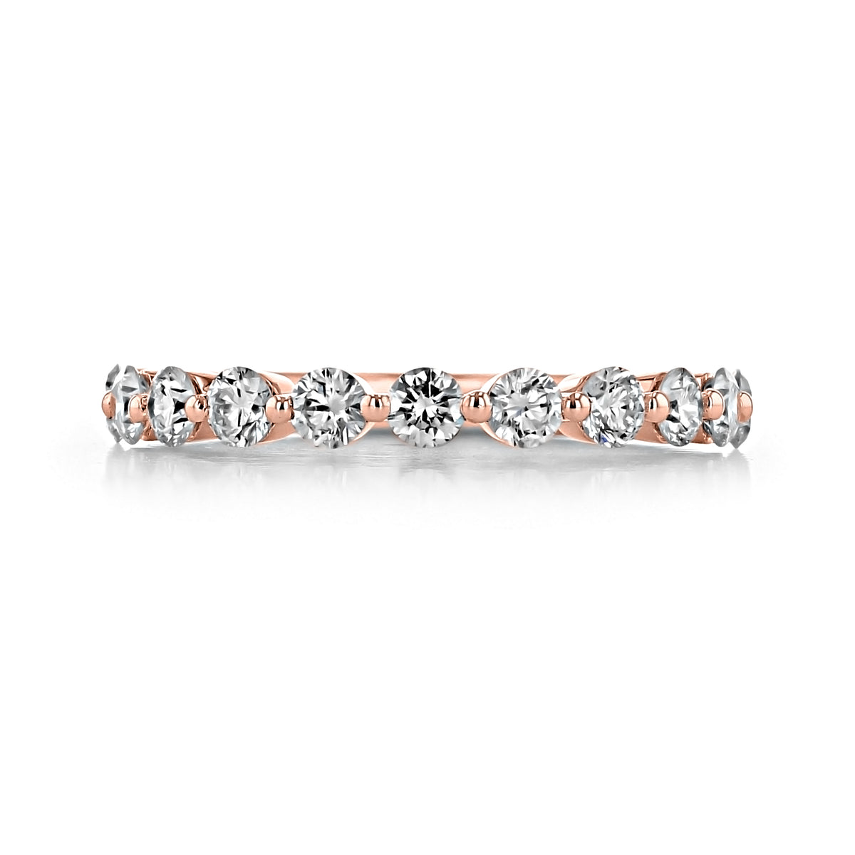 Delrosa 2.15mm Prong-Set Diamond Wedding Band in rose gold, featuring a row of prong-set round diamonds in a classic design.