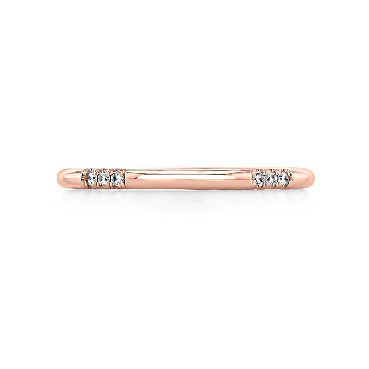 Rose gold Micro-Prong Set Diamond Band | CB103 by Danhov featuring two small triple diamond clusters set in micro-prongs.