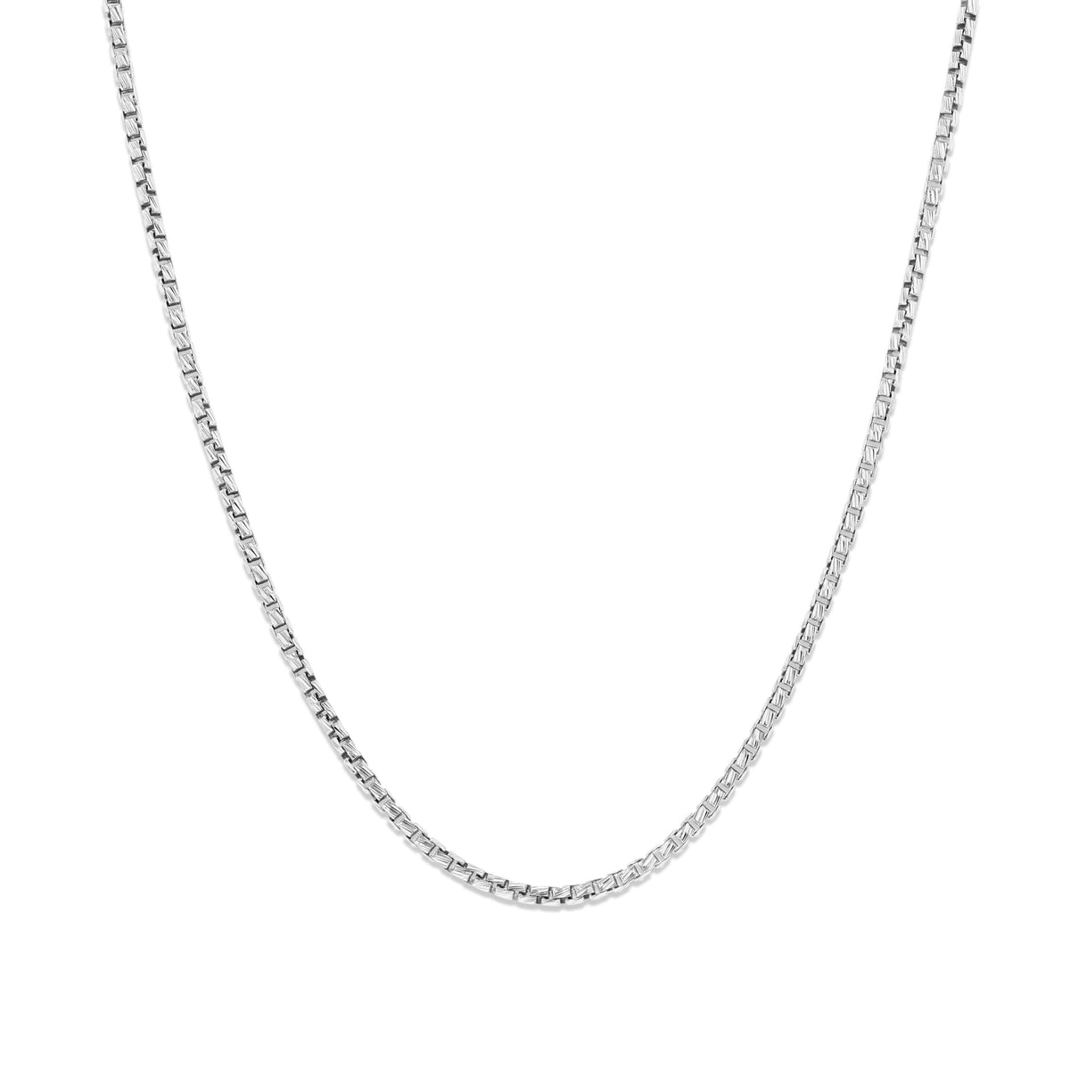 Silver 1.4MM Textured Box Chain CH14RBW-22 silver box chain necklace.
