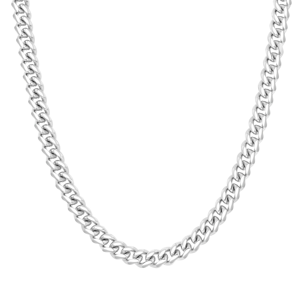 Silver-toned 20 inch Rhodium Plated 5MM Miami Curb Chain | CH5CUW-20.