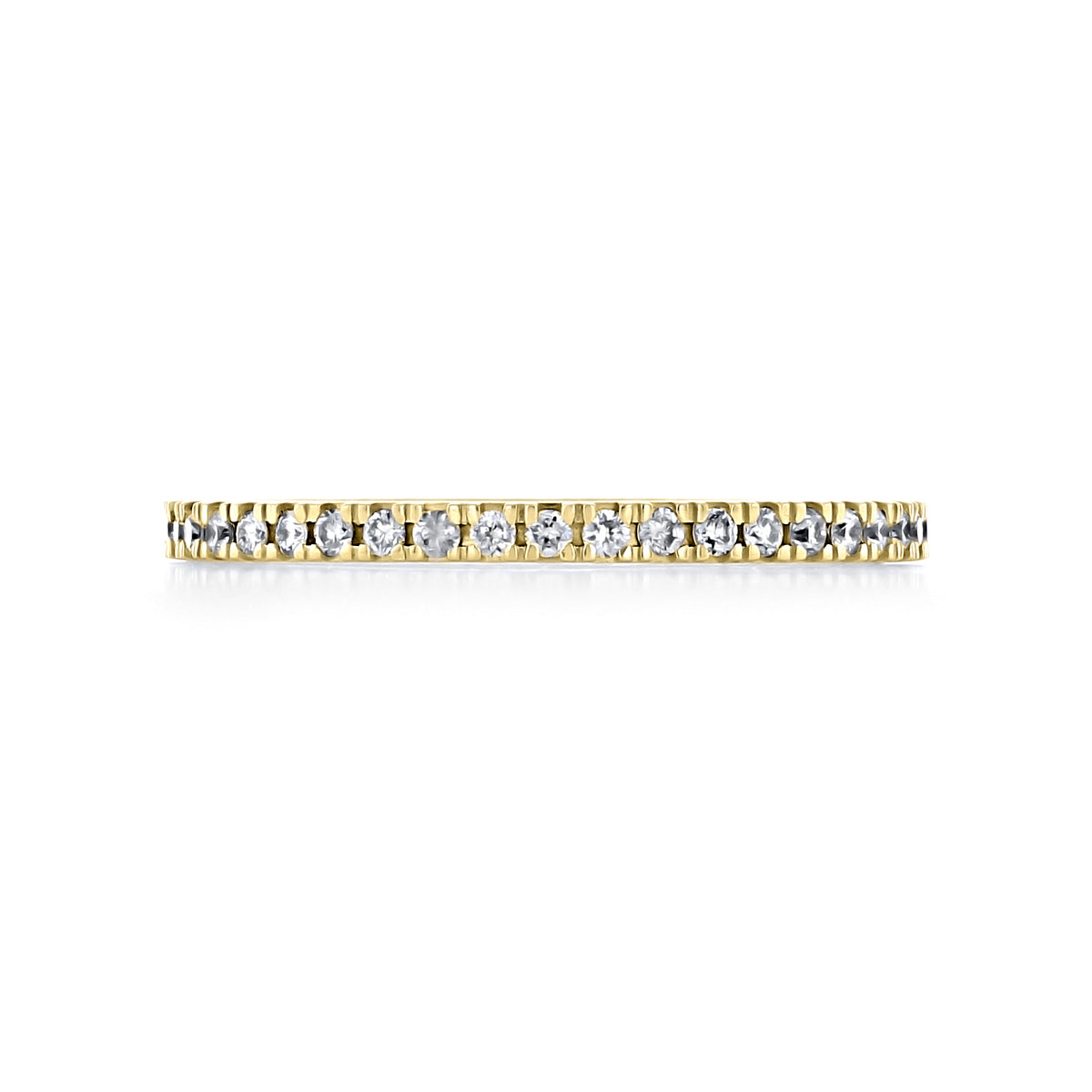 Estelle 1.60mm Diamond Eternity Band in thin 14k yellow gold, featuring a continuous row of small round diamonds.