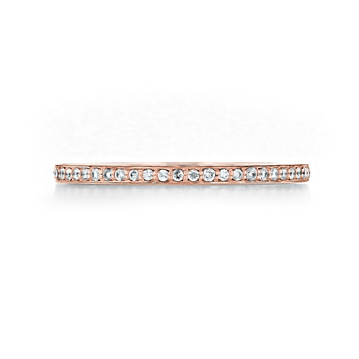 Sierrah 1.6mm Pavé-Set Diamond Wedding Band in thin 14k rose gold with a continuous row of pavé-set diamonds.