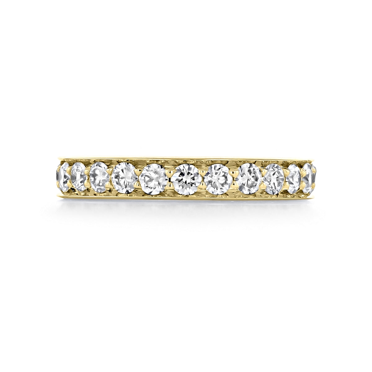 Sierrah 3.3mm Pavé-Set Diamond Wedding Band in gold featuring a row of pavé-set round diamonds.