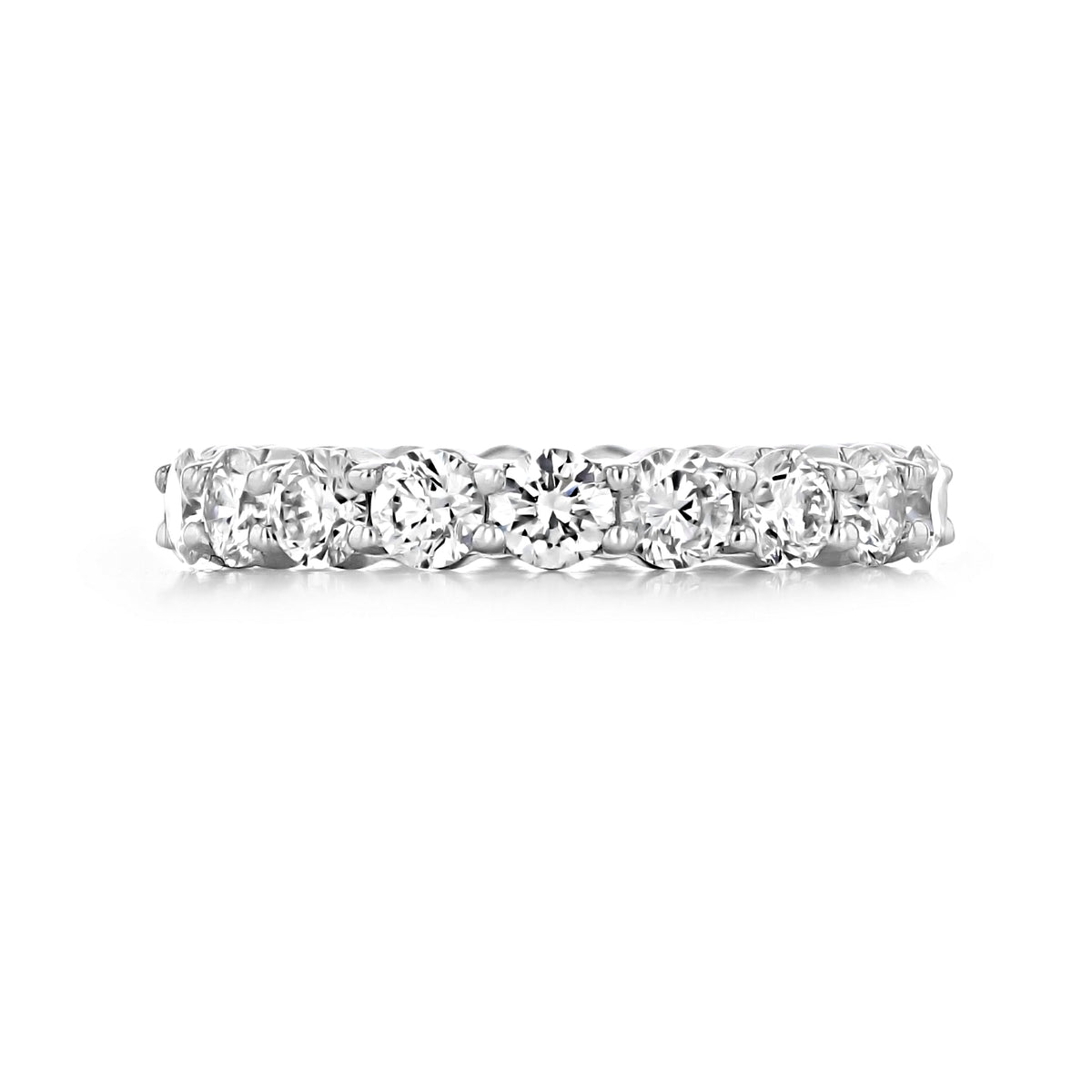 Trinity 2.40ctw Shared Prong Round Diamond Eternity Band featuring a continuous row of round diamonds held in shared prongs.