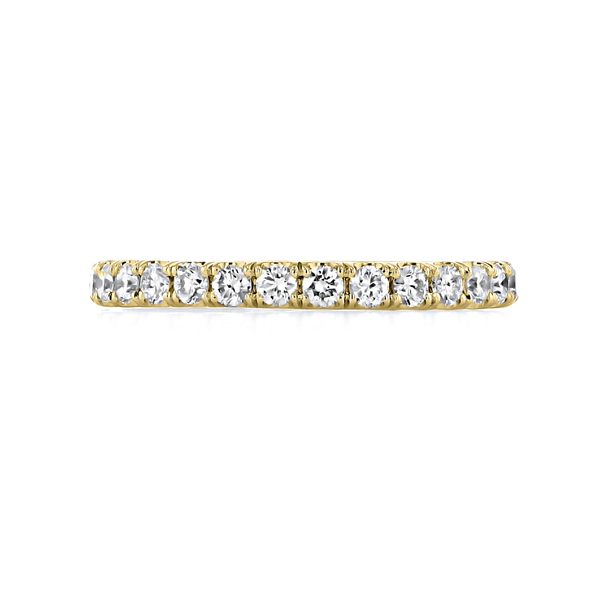 Salinas Micro-Prong Diamond Wedding Band in 14k yellow gold, featuring a continuous row of round diamonds in a micro-prong setting.