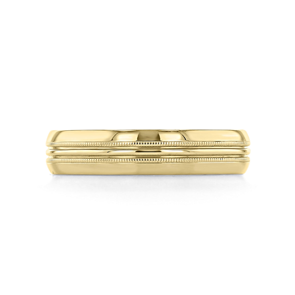 Yellow gold Milgrain Wedding Band | FG106 featuring a central milgrain detail between two smooth, polished edges.