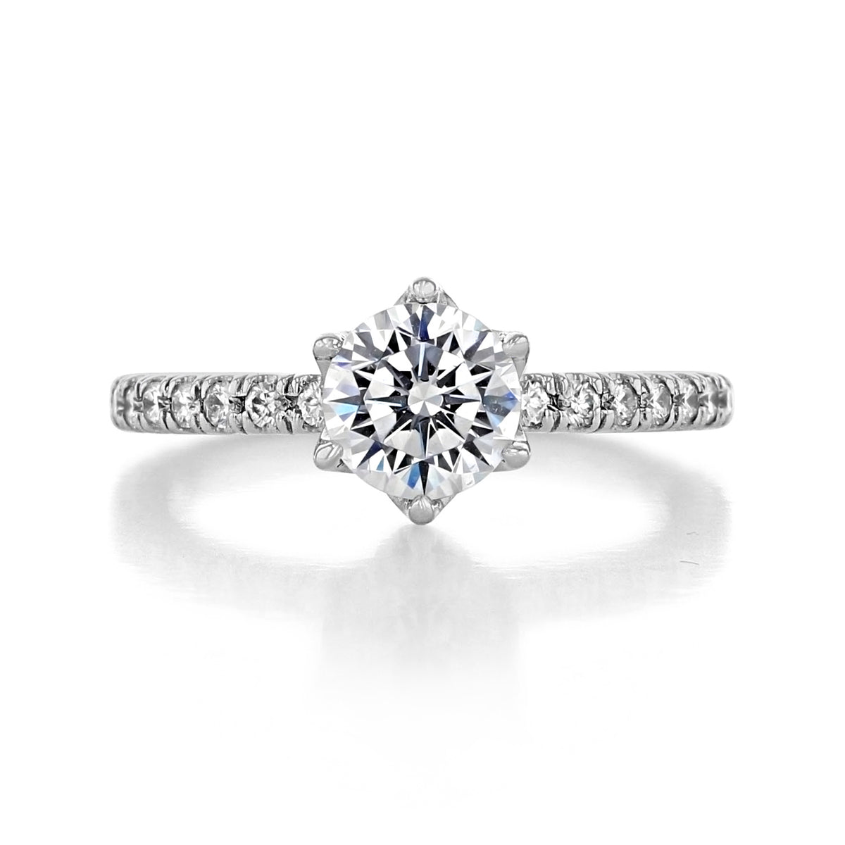 Rosalia | Round Micro-Prong Engagement Ring with a micro-prong band and a classic 6-prong basket setting.