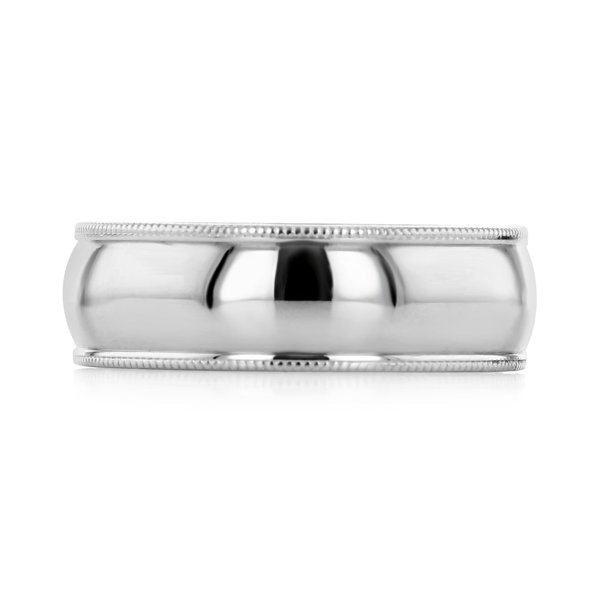 Polished Milgrain Wedding Band | FG138 in polished white gold with a milgrain border along the top and bottom edges.