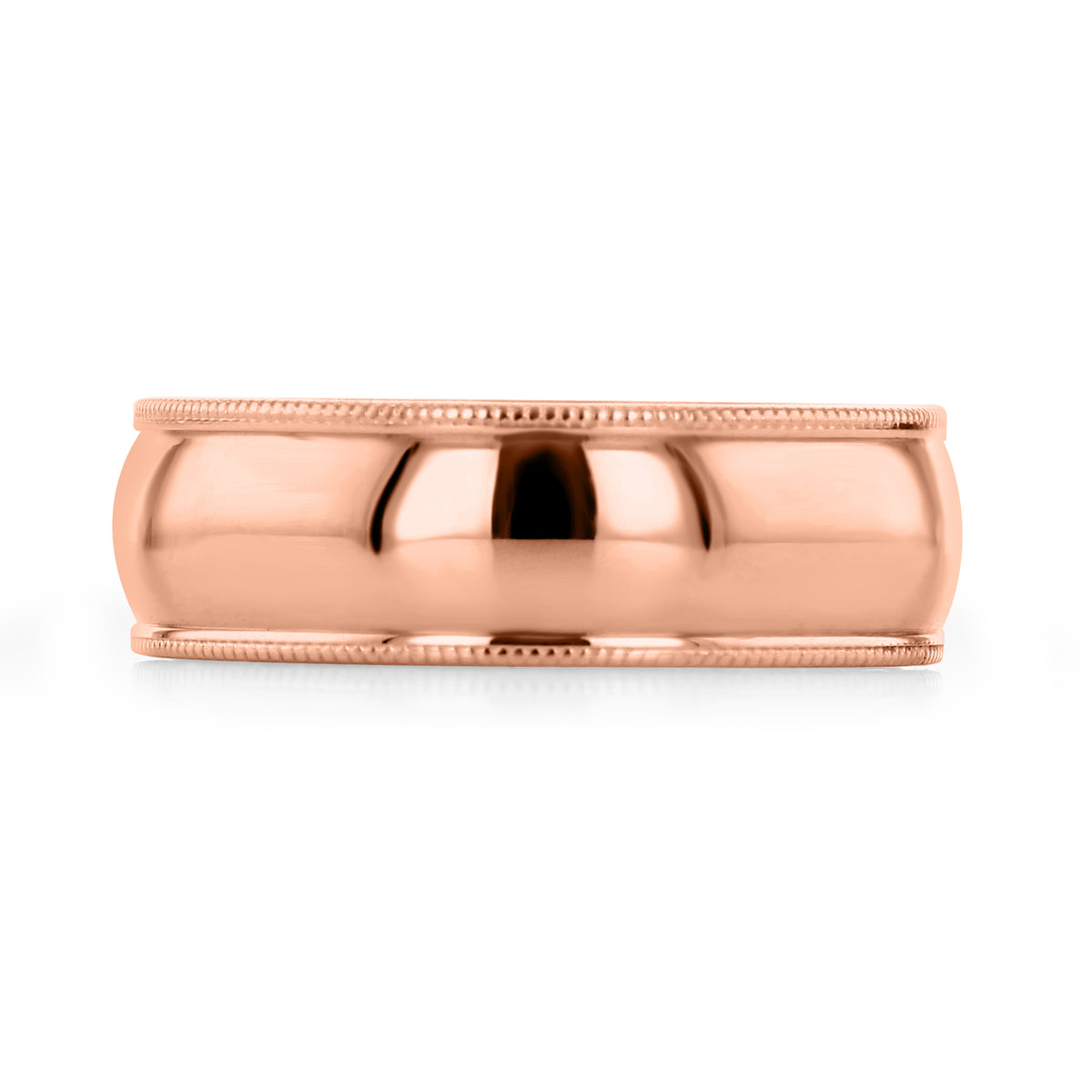 Polished Milgrain Wedding Band | FG138: 6mm rose gold wedding band with milgrain edges.