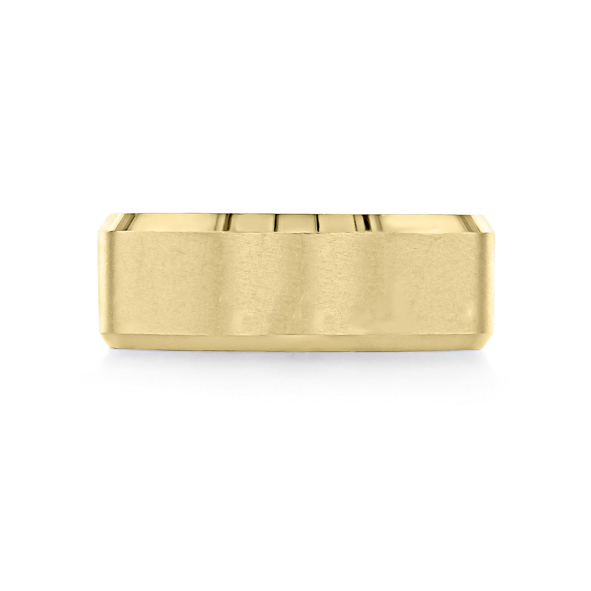 Matte yellow gold Artcarved Beveled Wedding Band | FG202 with beveled edges.