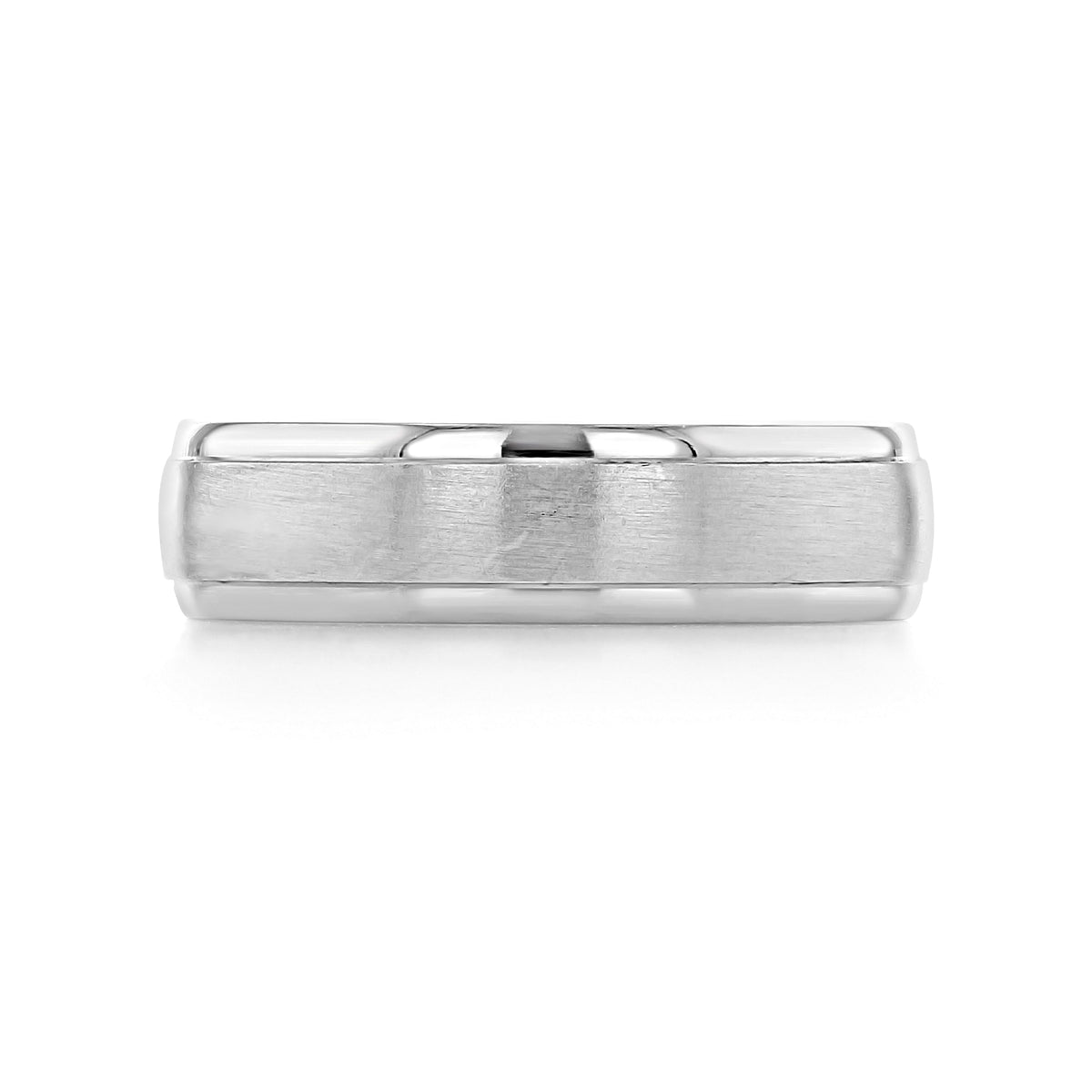 Artcarved Low Dome Wedding Band | FG235 in white gold, featuring a brushed finish center and polished, beveled edges.