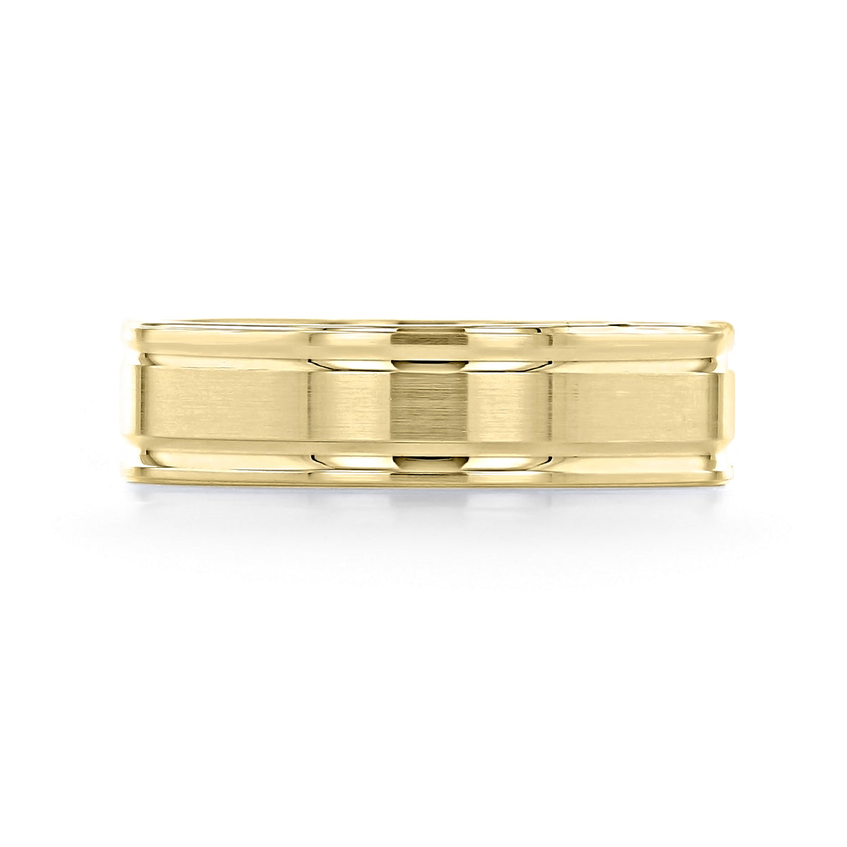 Icing On The Ring Brushed Wedding Band | FG356Y in yellow gold featuring a brushed center finish with polished, recessed edges.