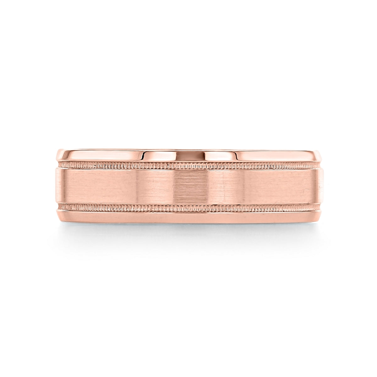 Artcarved Milgrain Wedding Band | FG358 in rose gold with a brushed center and milgrain edges.