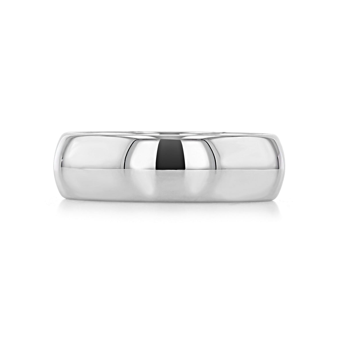 A polished 7mm comfort-fit silver-colored domed White Tungsten Carbide 7mm Men’s Polished Wedding Band | FG387.