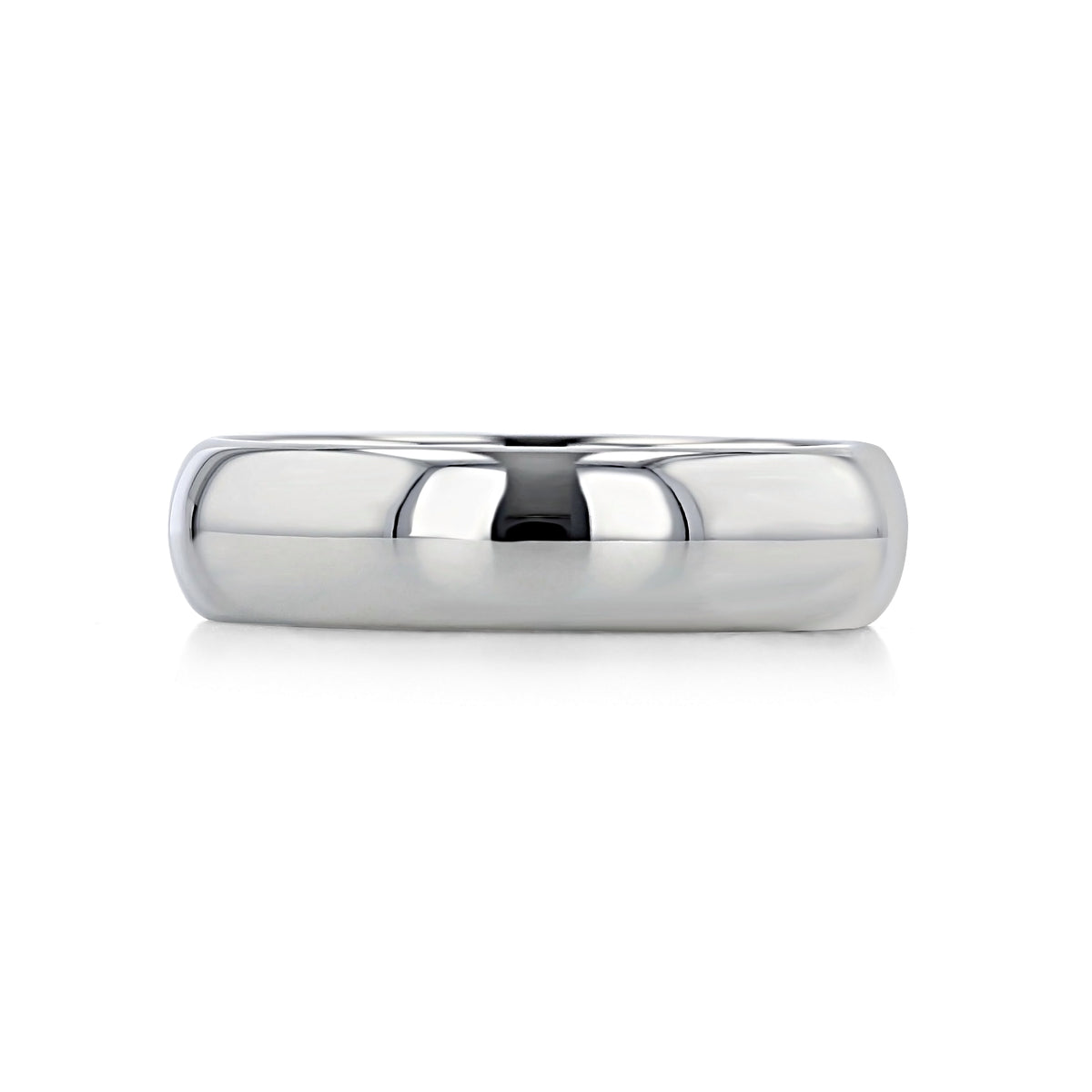 A Triton White Tungsten Carbide 6mm Men’s Polished Wedding Band | FG415, featuring a smooth, domed surface and comfort-fit design.