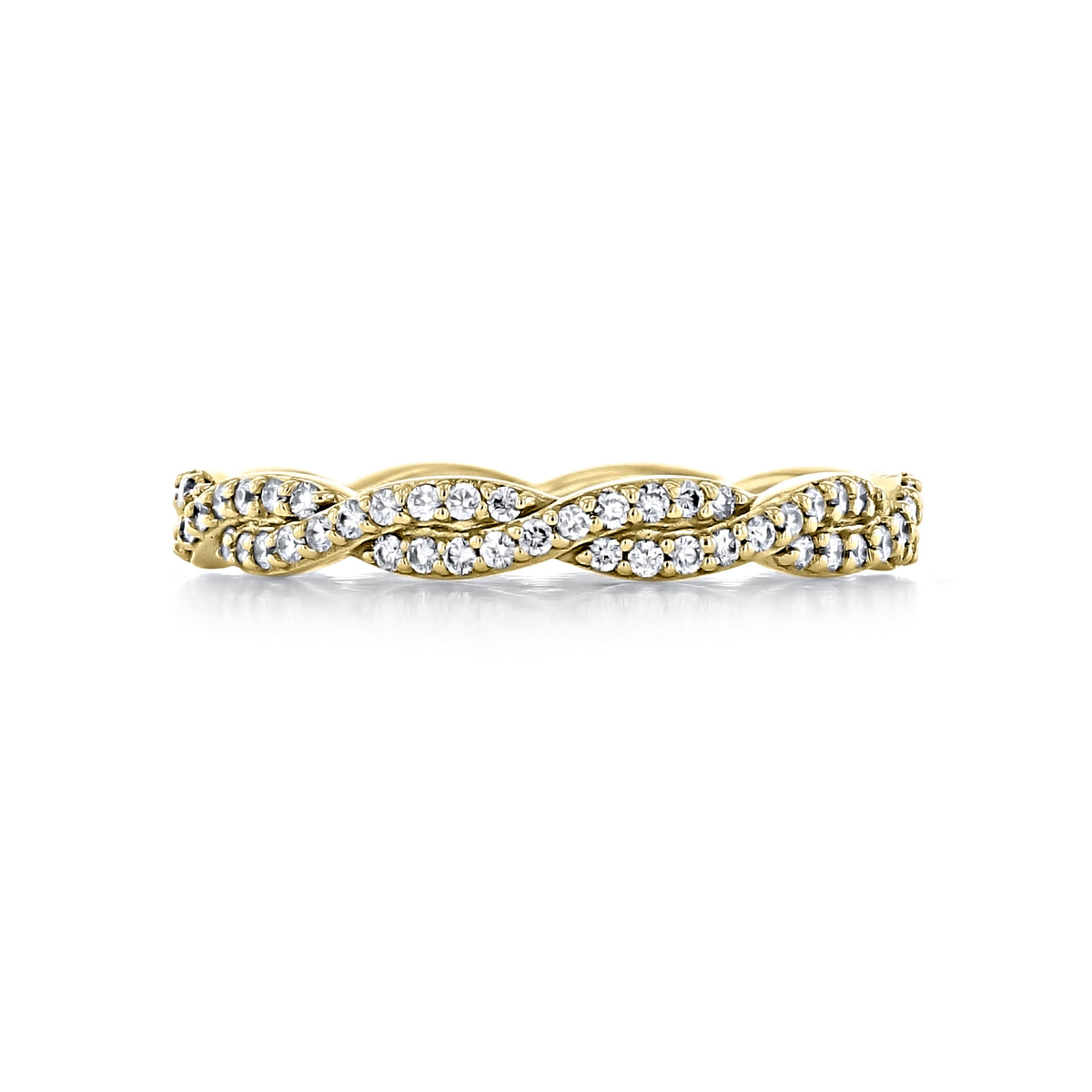 Twist Eternity Band | FG551Y in 14k yellow gold with a twisted design featuring micro-prong, pavé-set diamonds.