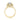 Ora | Round Halo Engagement Ring in gold featuring a round center diamond set in a halo of smaller stones and a pavé band.
