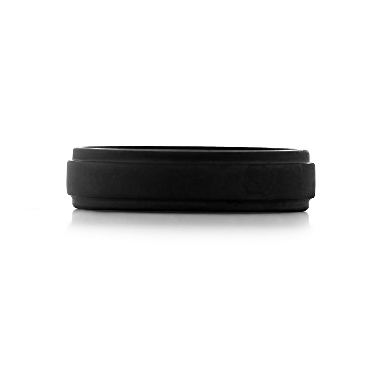 Raw Black Tungsten Carbide 6mm Men’s Wedding Band | FG93 featuring a matte black finish and beveled edges.