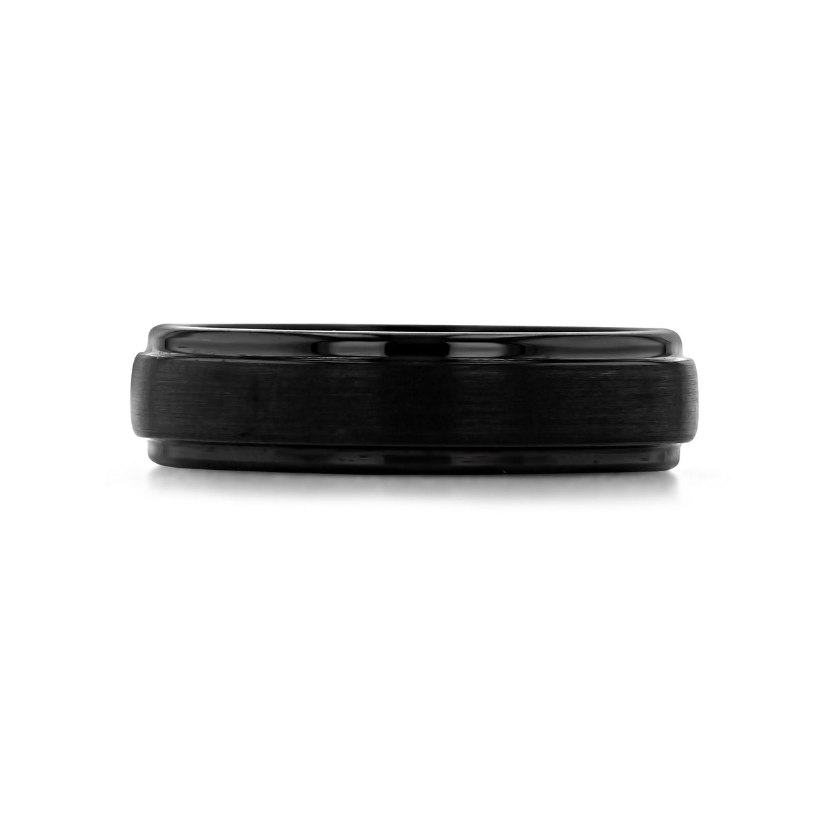 Triton Black Tungsten Carbide 6mm Men’s Brushed Wedding Band FGX195B featuring a black 6mm tungsten carbide band with a brushed center and polished edges.