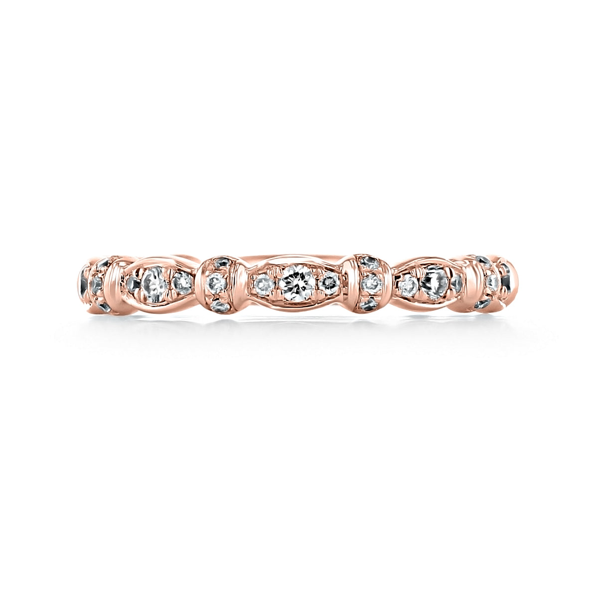 Gabriel NY Pavé Set Diamond Band | GC01B in rose gold, featuring a repeating pattern of small, round diamonds set within curved metal accents.