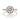 The Rachel Halo Engagement Ring by Gabriel & Co. features a round-cut diamond in a halo setting with pavé diamonds along a vintage rose gold band.