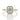 Larkin | Three-Stone Engagement Ring by Gabriel & Co. in yellow gold, featuring a central emerald-cut diamond in an art deco halo, flanked by two tapered baguette diamonds on a diamond-accented band.
