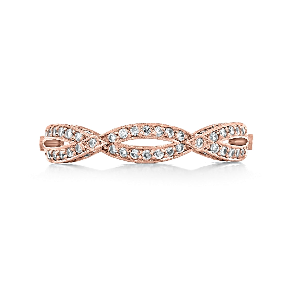 Tacori Ribbon | Diamond Band - HT2528BPK rose gold wedding band featuring a repeating infinity-style pattern set with small round diamonds.