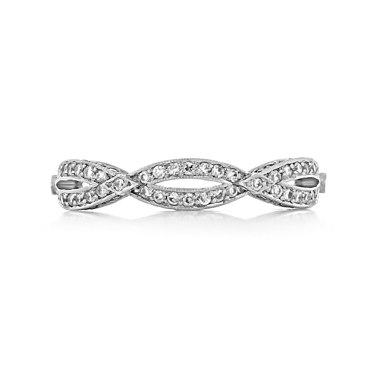 Ribbon | Diamond Band - HT2528BW white gold diamond band featuring a twisted, open-link design.