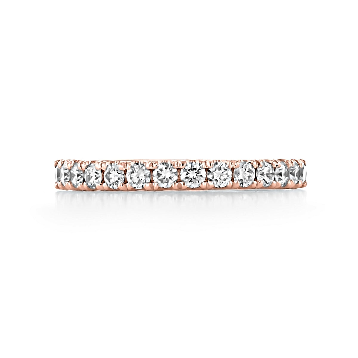 Petite Crescent | Diamond Band - HT254525B12PK rose gold ring featuring a continuous row of round diamonds symbolizing eternal love.