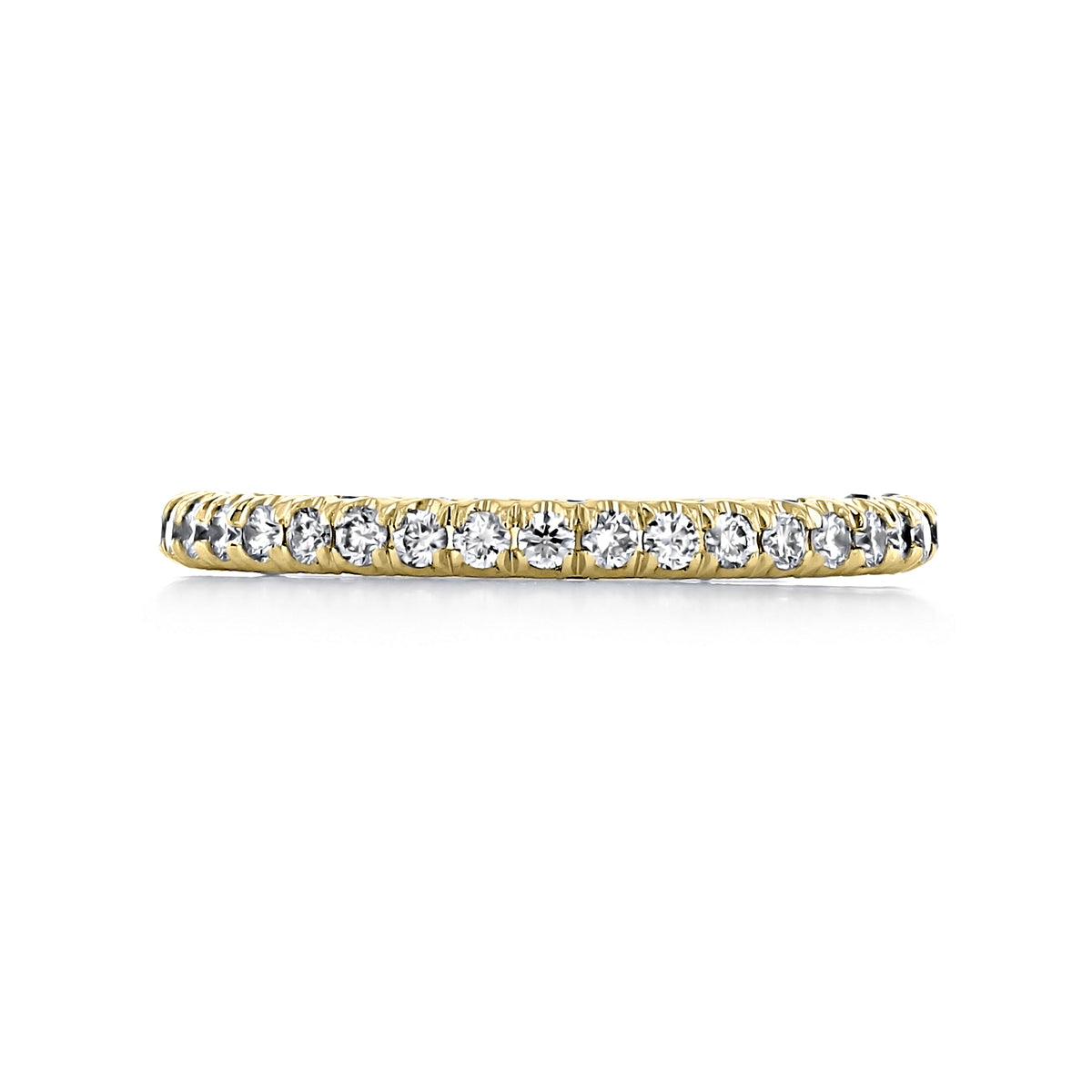 Platinum Petite Crescent | Wedding Band - HT2545B12Y featuring a row of round-cut diamonds set along the top.