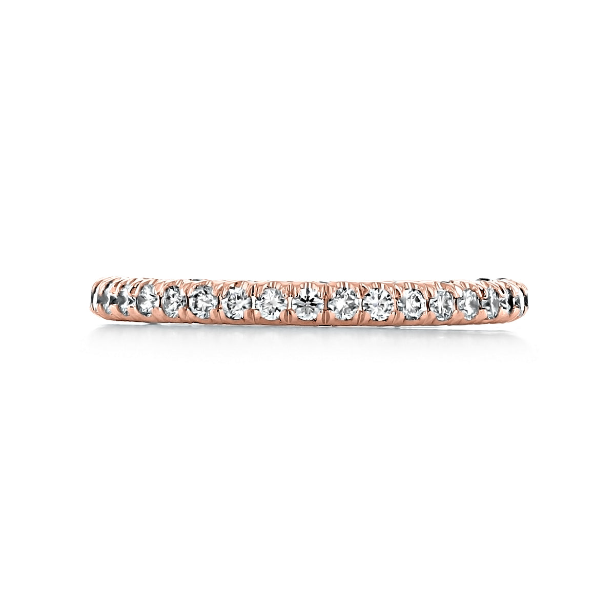 Petite Crescent | Wedding Band - HT2545B12PK by Tacori, a rose gold band set with a continuous row of round diamonds.