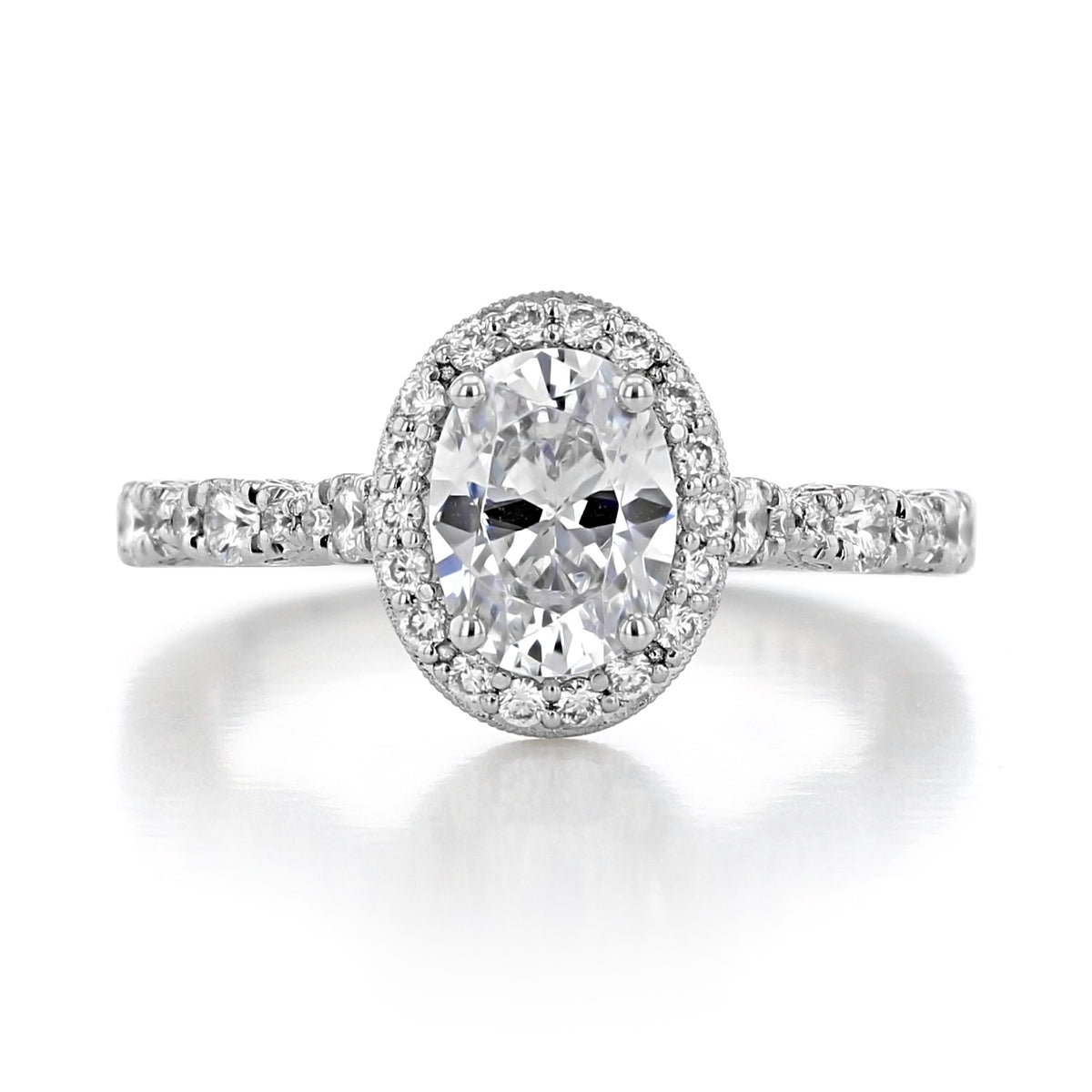 Tacori Petite Crescent | Oval Solitaire Engagement Ring - HT2560OV8X6 featuring an oval-cut solitaire diamond with a halo and a pavé-set band.