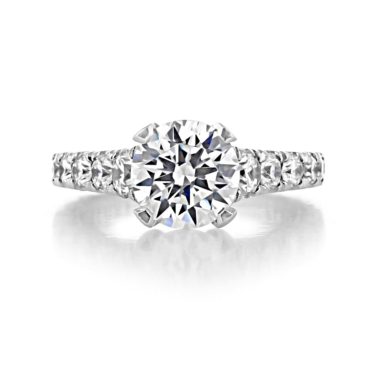 Tacori RoyalT | Round Pavé Engagement Ring - HT2623RD85 featuring a round brilliant-cut diamond center stone with a pavé-set diamond band.