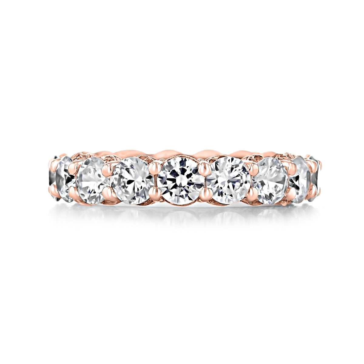 Rose gold RoyalT | Eternity Band - HT263465PK by Tacori, set with round diamonds in a prong setting featuring a diamond crescent design.