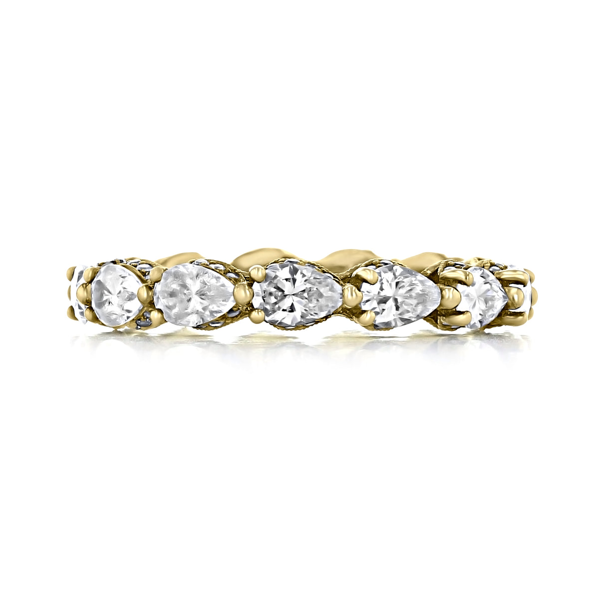 Tacori RoyalT | Eternity Band - HT264265Y featuring a continuous row of pear-shaped diamonds in gold prong settings.