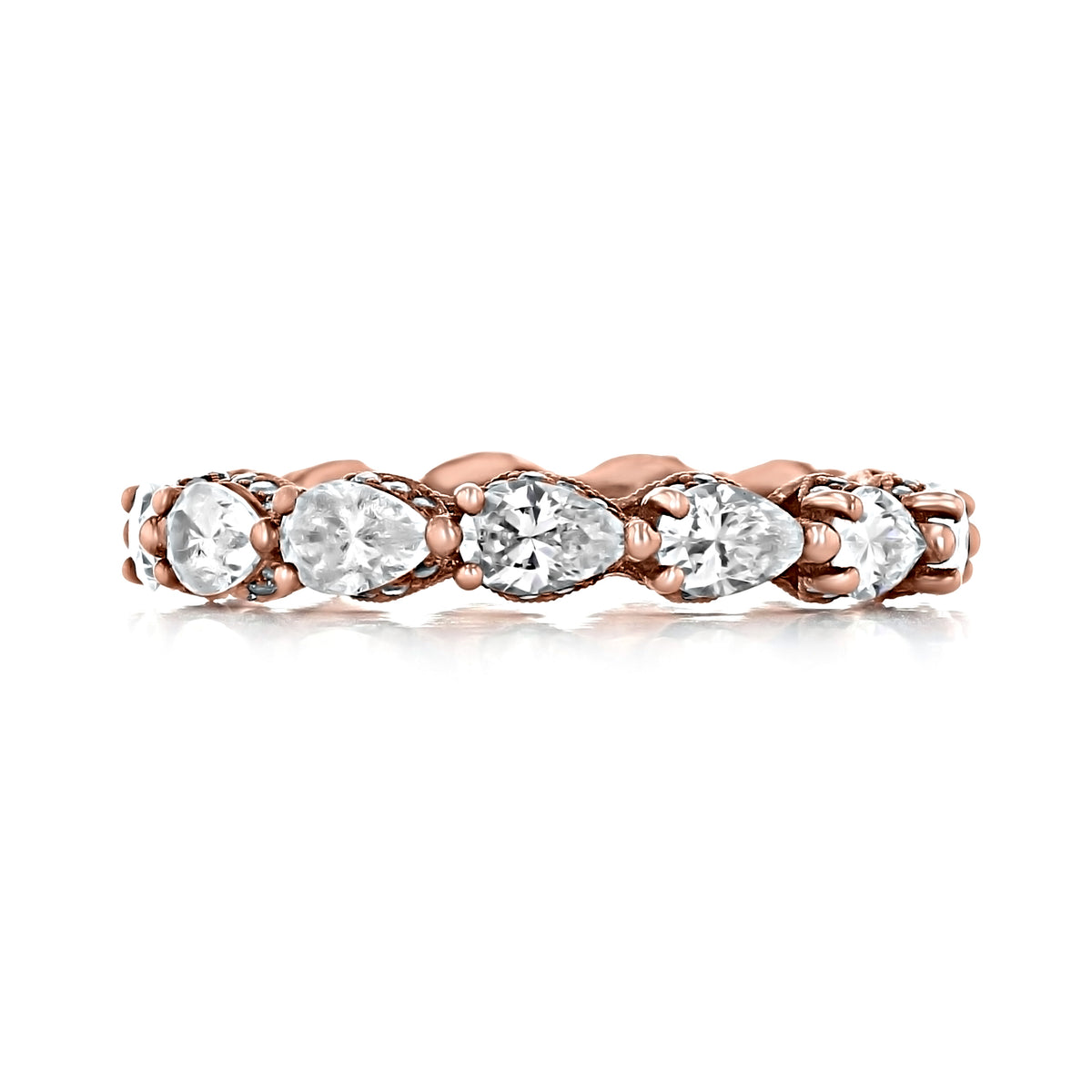 Tacori RoyalT | Eternity Band - HT264265PK in rose gold featuring a continuous row of pear-shaped diamonds.