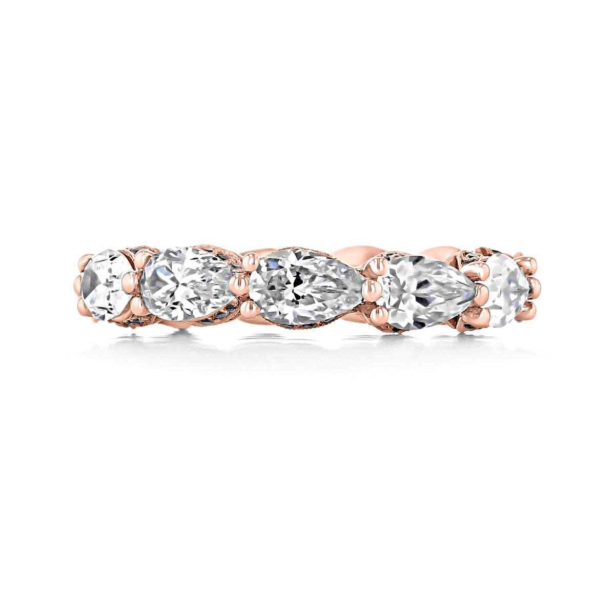 Tacori RoyalT | Eternity Band - HT264365PK in rose gold featuring a series of pear-shaped diamonds in prong settings.
