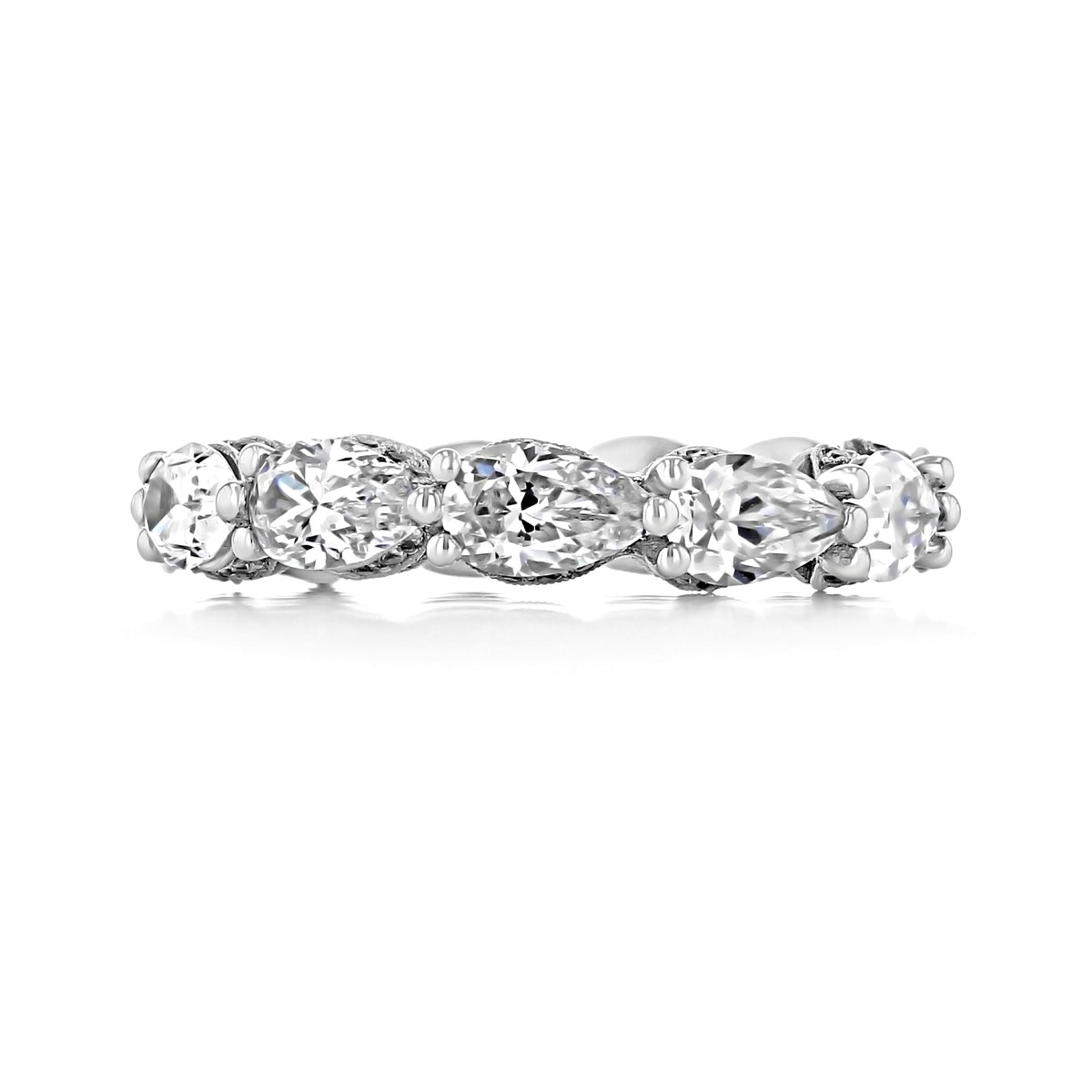 RoyalT | Eternity Band - HT264365W featuring a continuous row of prong-set pear-shaped diamonds in a wedding band design.