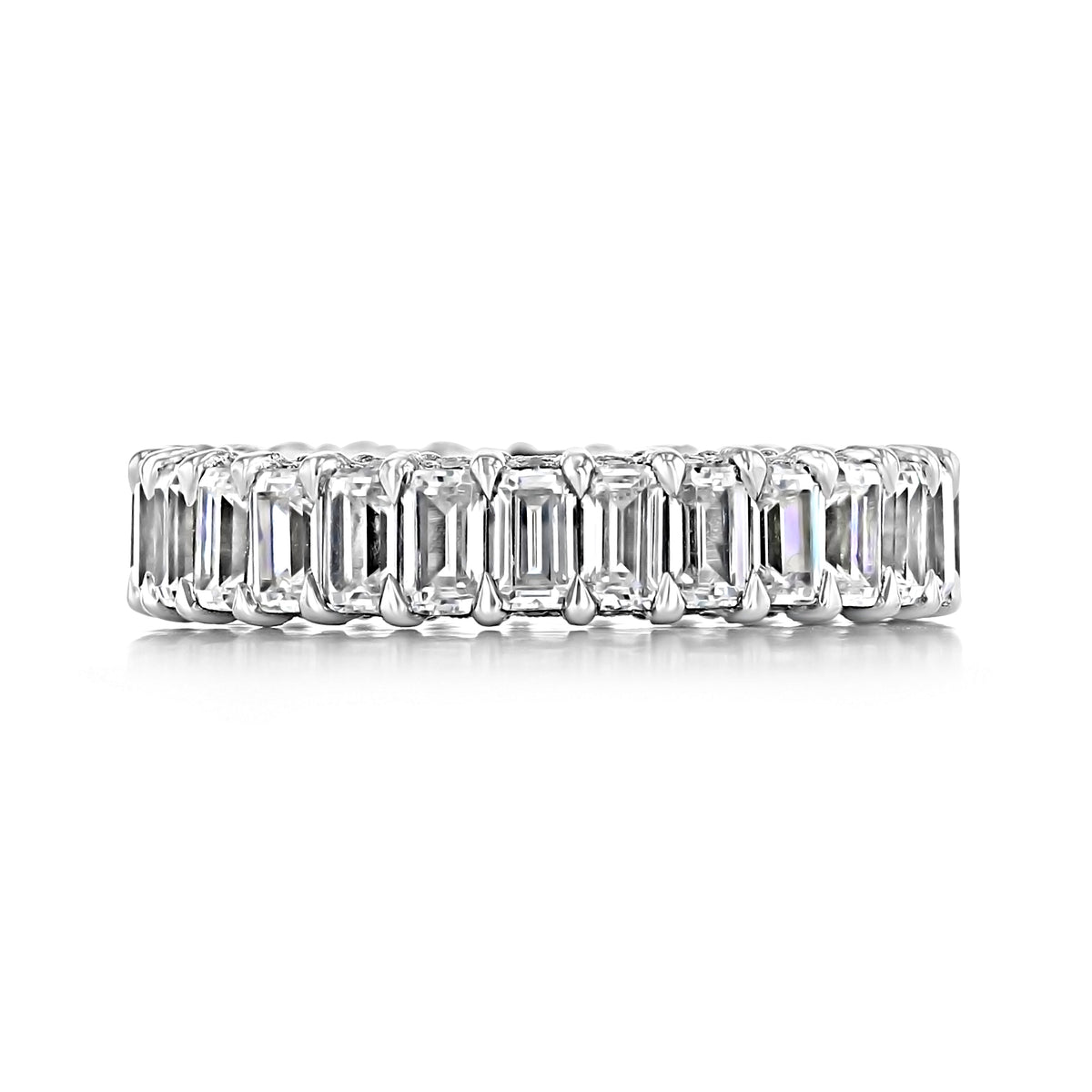 Tacori RoyalT | Eternity Band - HT264065 featuring a continuous row of emerald-cut diamonds set in polished metal.