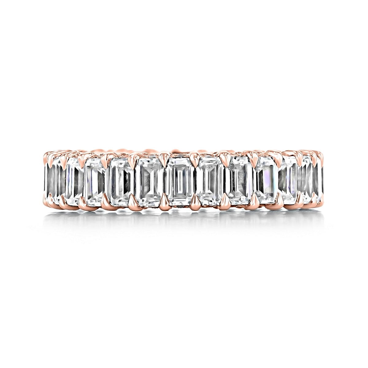 Tacori RoyalT | Eternity Band - HT264065PK featuring a continuous row of emerald-cut diamonds set in rose gold.