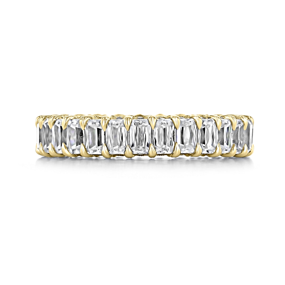 RoyalT | Eternity Band - HT264665Y featuring a continuous row of emerald-cut diamonds set in gold prongs.