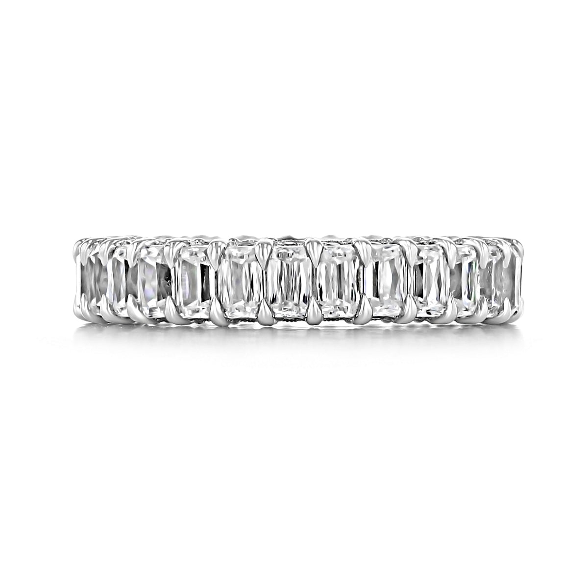 RoyalT | Eternity Band - HT264665W featuring a continuous row of emerald-cut diamonds set in silver-toned metal.