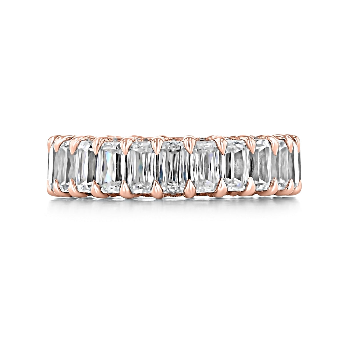 Tacori RoyalT | Eternity Band - HT264765PK in rose gold featuring a continuous row of emerald-cut diamonds held by shared prongs.