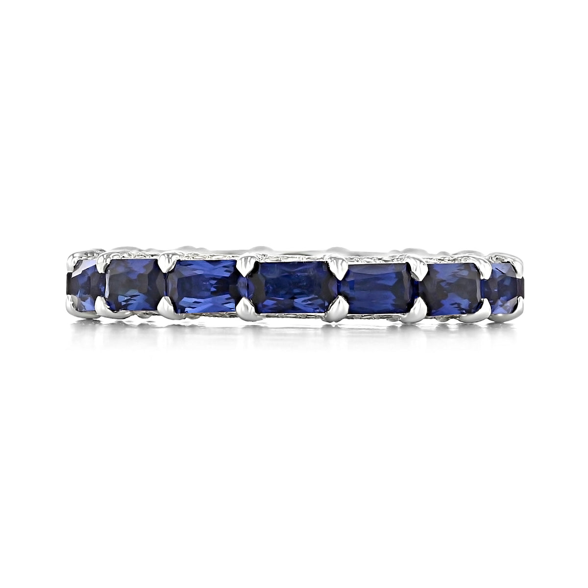 RoyalT | Sapphire Eternity Band - HT264865BSW featuring a continuous row of rectangular blue sapphires in metal settings.