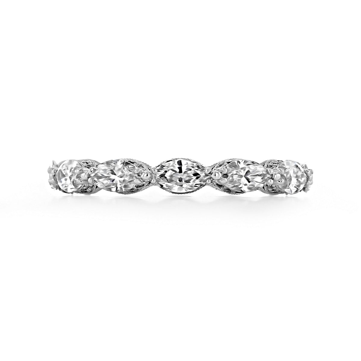 Tacori RoyalT | Wedding Band - HT2660W65 eternity band featuring a series of marquise-cut diamonds in RoyalT designs set in white metal.