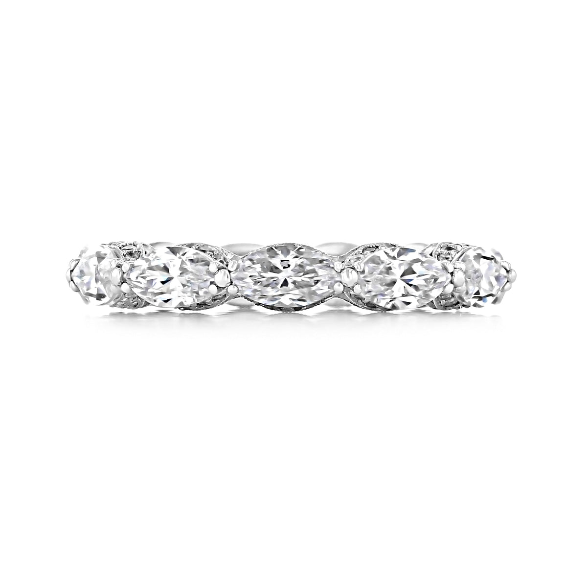 Tacori RoyalT | Eternity Band - HT266165 set with five marquise-shaped diamonds in a silver-toned metal setting.
