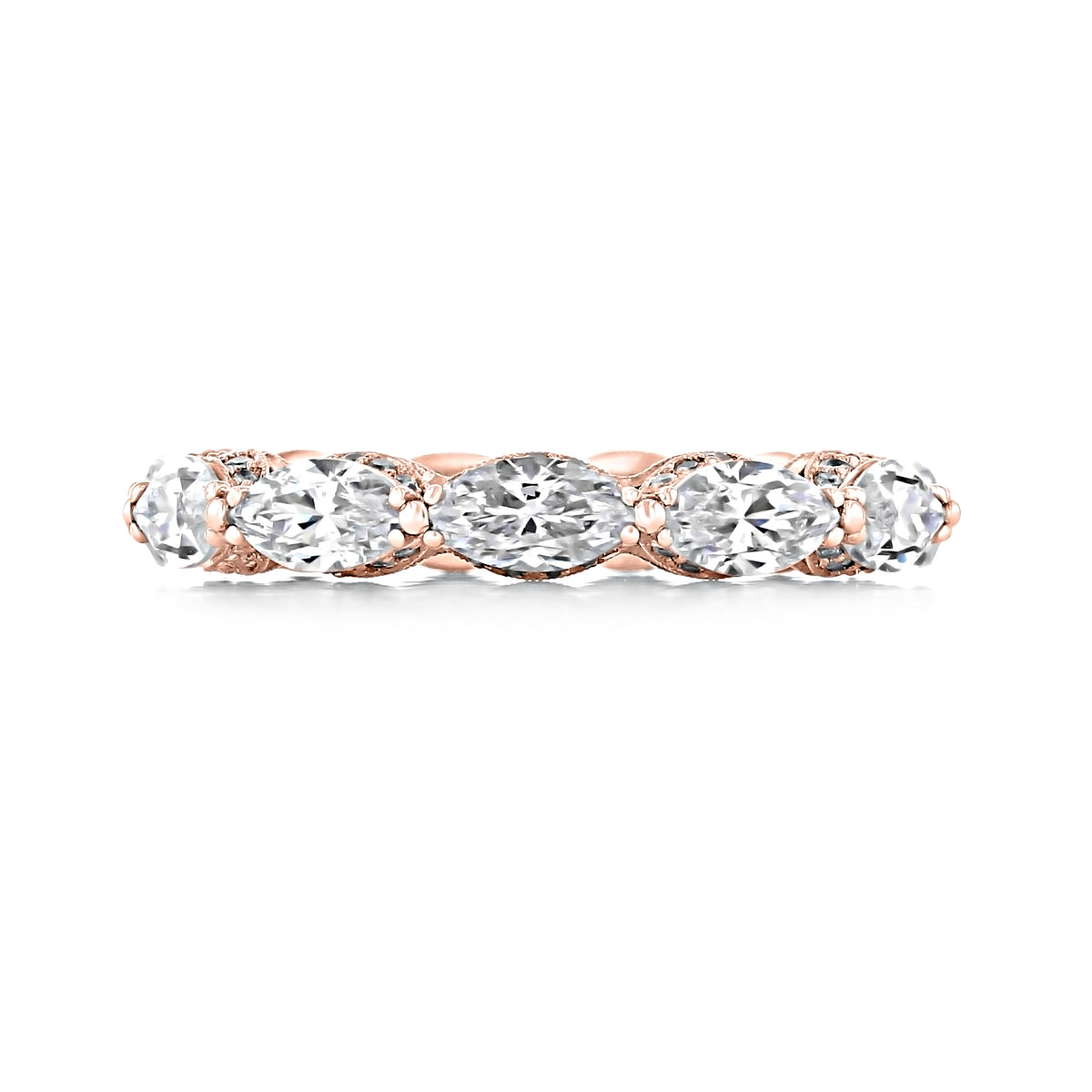 RoyalT | Eternity Band - HT266165PK featuring a row of marquise-shaped diamonds set in rose gold.