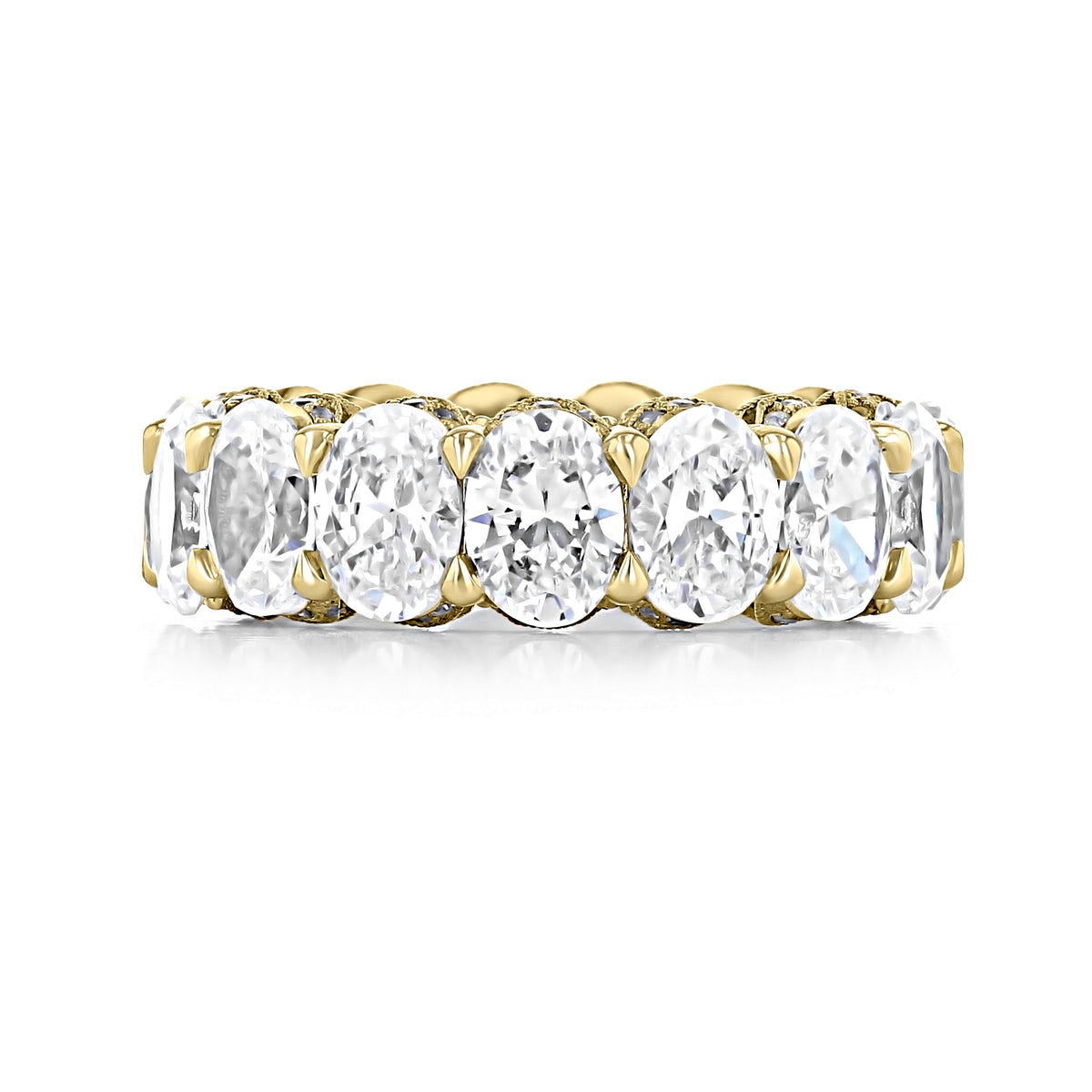 RoyalT | Eternity Band - HT266265Y gold eternity band featuring a continuous row of oval-shaped diamonds held in prongs.